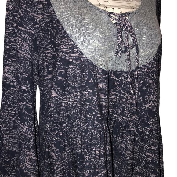Anthropologie Akemi + Kin Indigo Blue Marcella Peasant Top size S - Picture 9 of 9